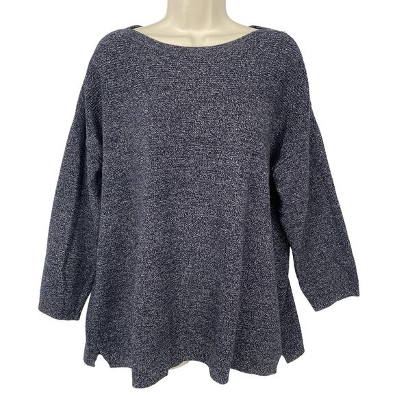 Talbots Sweater Womens 2X Petite Blue Marled Button Shoulder Boat Neck 2XP - Picture 1 of 11